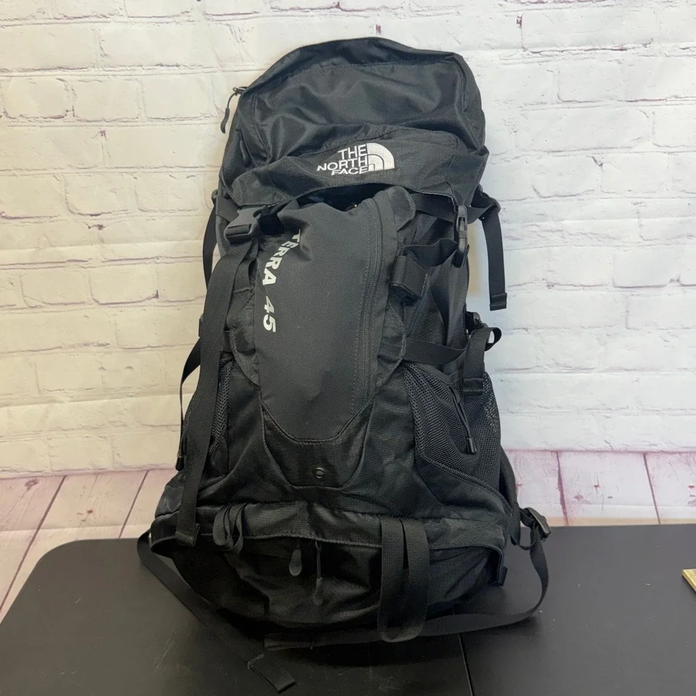 The North Face Terra 45 Backpack Black Hiking Travel Internal Frame Bag